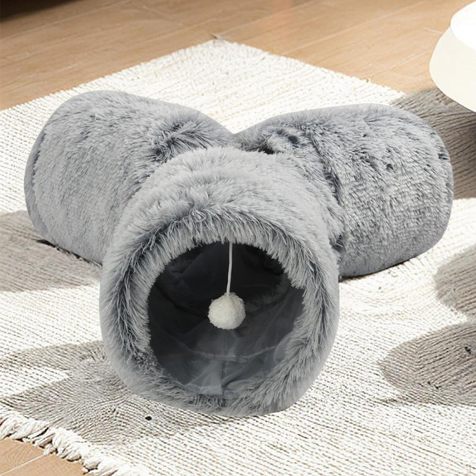 

Плюшевый кошачий туннель для игр в помещении, идеально подходит для спальни и . Gray