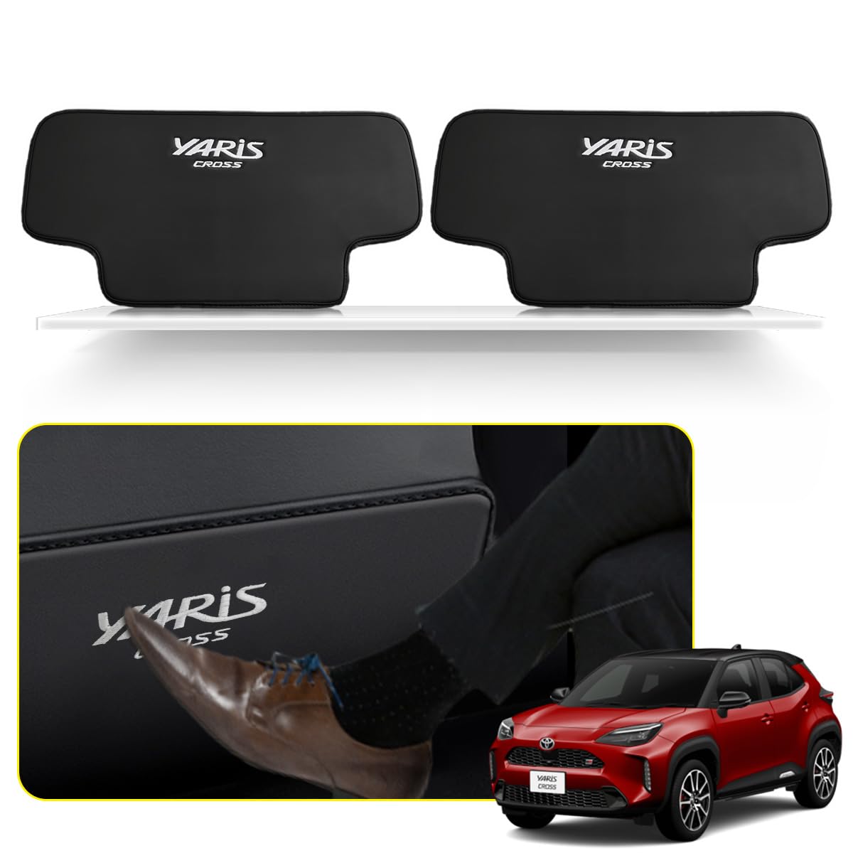 

MiJuduo Защитные накладки на спинки сидений для Toyota Yaris Cross 15 от царапин и пятен, вышитые, спинка сиденья, спинка заднего сиденья, защита от царапин, легкий набор из 2 штук (10 Серия, чёрный