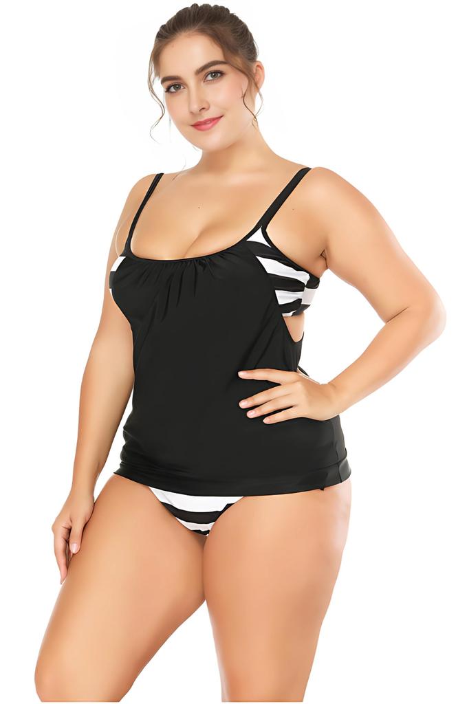 Tankini suit plus size swimsuit XXL black comfortable maternity briefs Tankini suit plus size swimsuit XXXL black comfortable maternity briefs