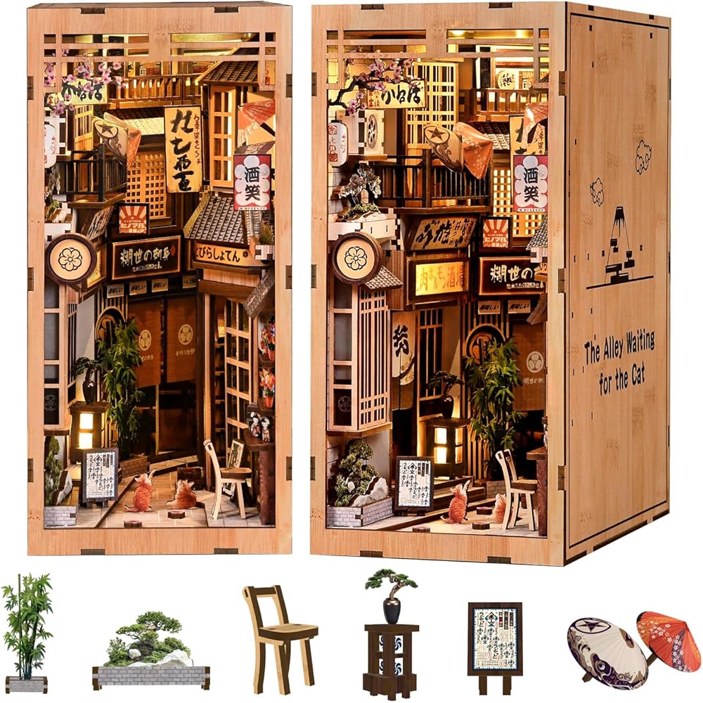 

CRESYMME Miniature House Dollhouse Book Nook Kit Wooden DIY Craft 3D Model for Hobbyists
