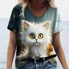 T-Shirts Women's Fashion T-Shirt Cat Print Casual Comfort Short Sleeve Crew Neck Pullover Clothing