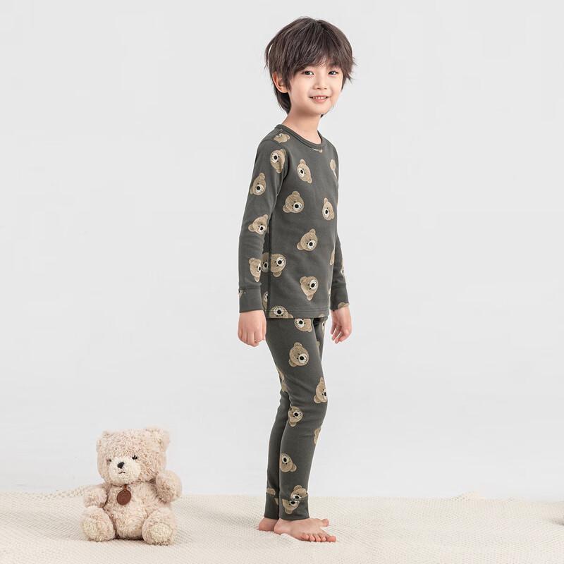 Boys' Bear Print Thermal Sleepwear Set