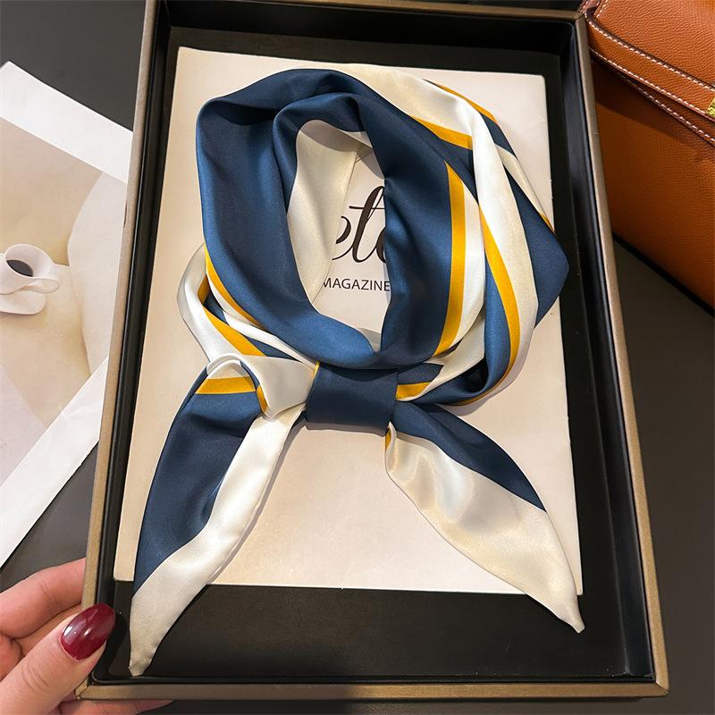 

Geometric Striped Scarf Fashion Decoration Silk Scarf Commuter Temperament Spring And Summer Oblique Scarf Versatile Narrow Ribbon 147x14cm
