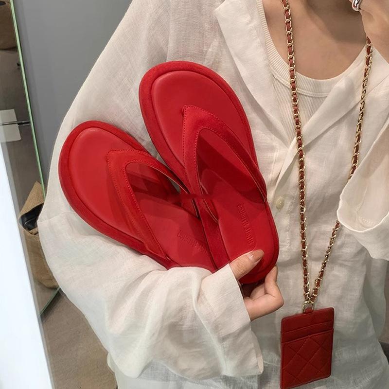 A Pair of New Summer Models for Everyone~ Stepping On Shit Feels Like Beach Vacation Thick-soled Flip-flops for Women's Sandals