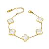 18K Gold Plated Colorfast Four-Leaf Clover Charm Bracelet for Women