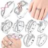 Unendliche Liebe Schmuck Schwarz & Rosa Herz Glänzende Zirkon Ringe Mode Neu 925 Silber Damenringe für Valentinstagsgeschenk