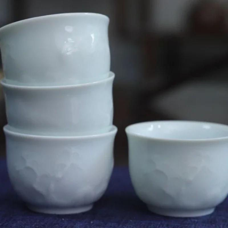 Exquisite Handmade Shadow Celadon Glaze Porcelain Teacup (Master's Cup) - 60 ml Named Cup with Crackled Glaze Kung Fu Tea Set