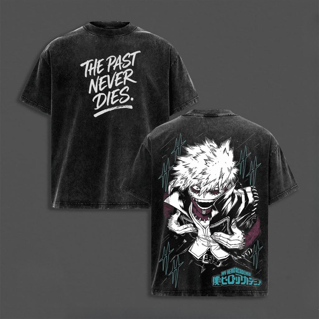 Vintage Washed My Hero Academia Dabi Anime T-shirt For Men Clothing Summer Short Sleeve Cotton Tees Clothes Loose T Shirt