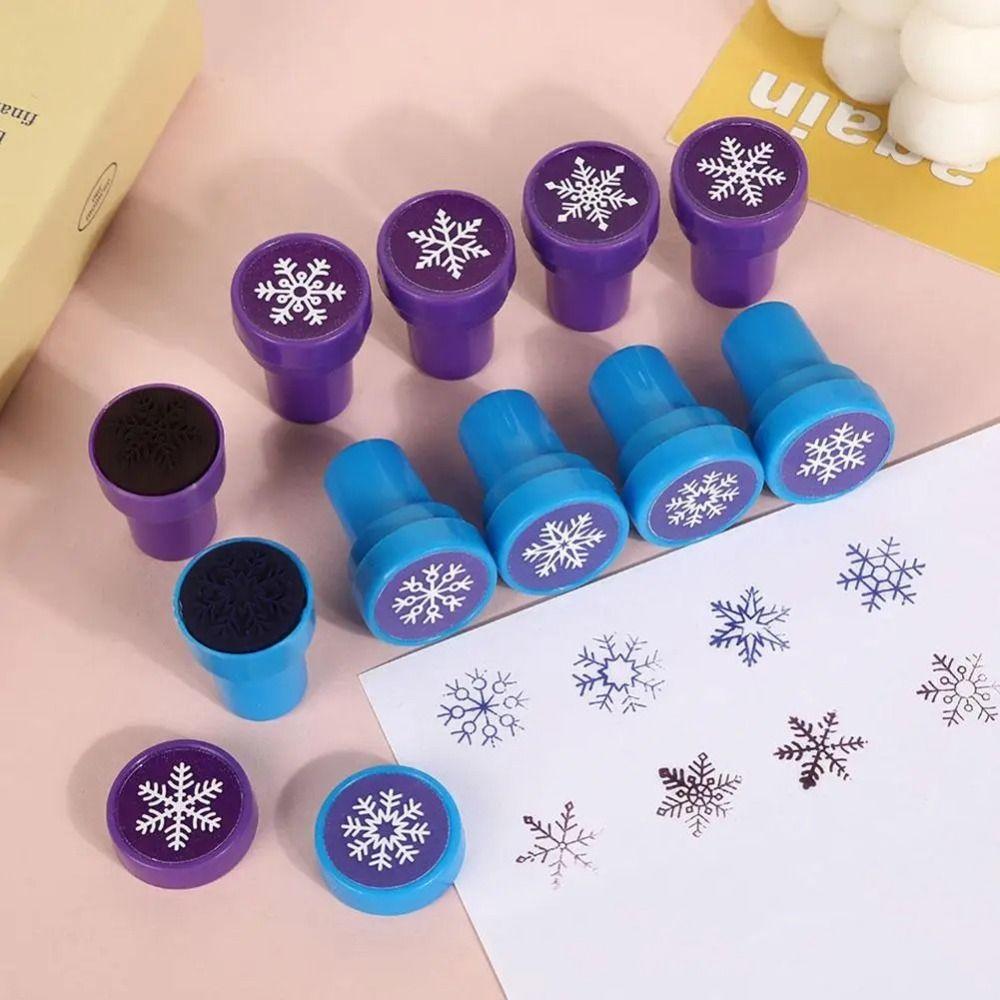 8Pcs Plastic Christmas Snowflake Stamp Self-Adhesive Snowflake Pattern Holiday Stamp Set Self-Adhesive Stamps Christmas Parties