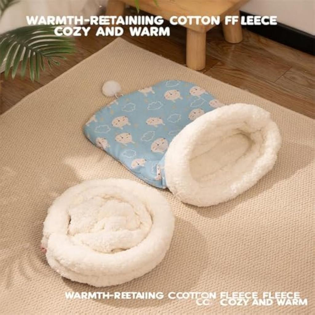 Dickes, kuscheliges Haustier-Taschennestbett für Kätzchen und Welpen, bequemes, warmes Nest für kleine und mittelgroße Hunde und Katzen, Katzenschlafsack für den Winter, weich und flauschig