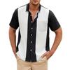 Fashion Business Stripped Splicing Shirt For Men Vintage Casual And Versatile Button Down Bowling Short Sleeve Summer T-Shirt