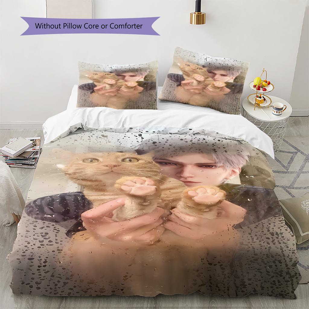 Love and Deepspace Sylus Pattern Bedding,Quilt Set Quilt Cover Pillowcase Home Birthday Gift (1 * duvet cover + 2 * pillowcase, without core)
