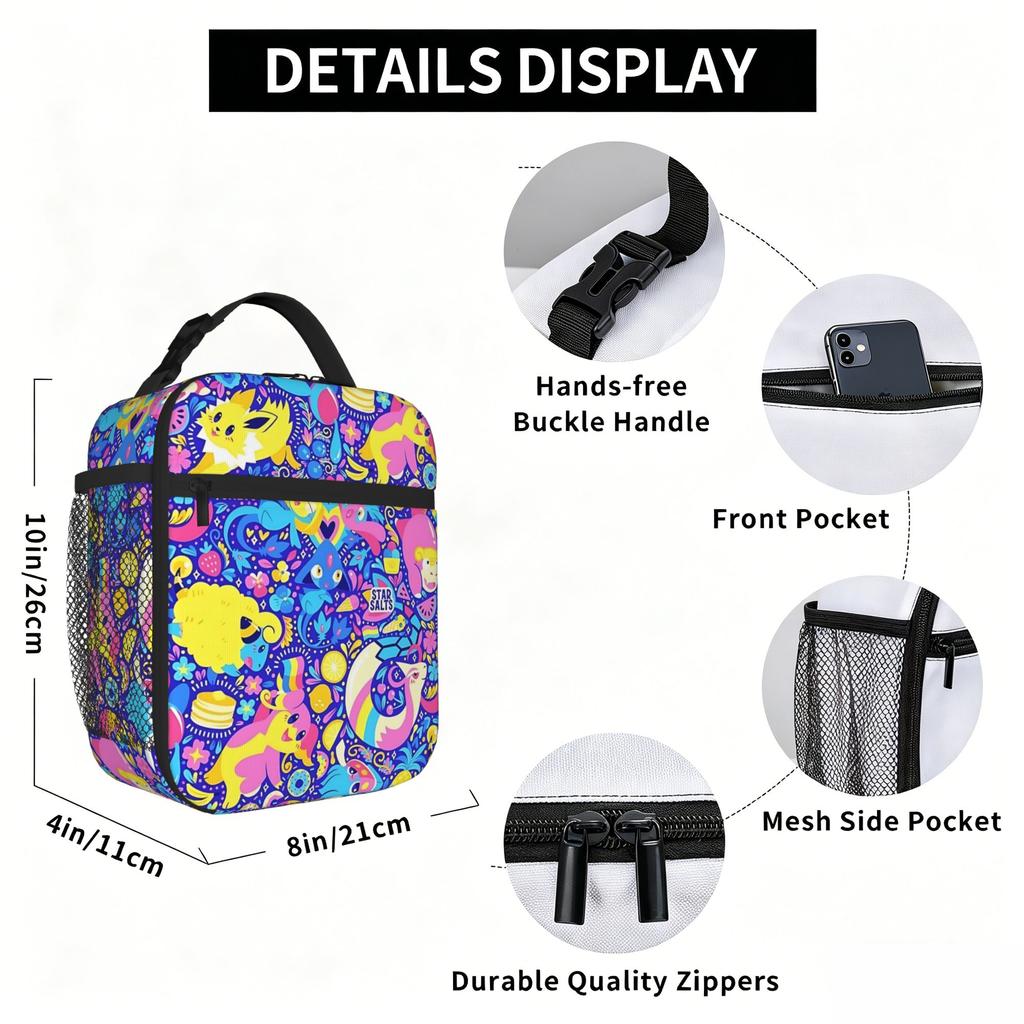 Cartoon Pokemon Theme Insulated Lunch Bag Meal Pack Rice Bag  Bolsa Student Bento Lunch Handbag Insulation