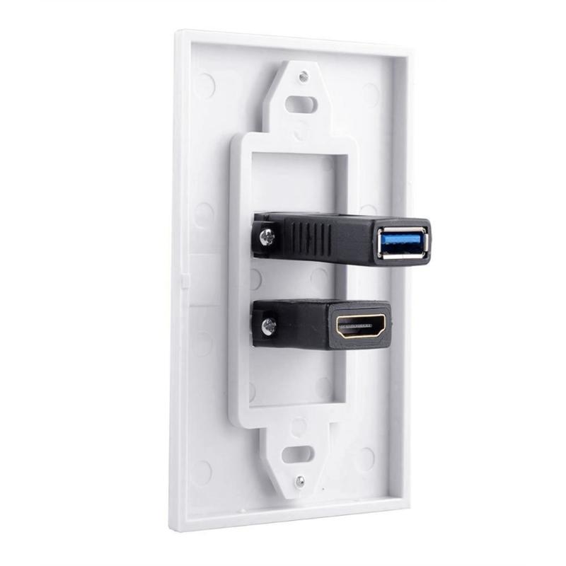 HDMIs USB3.0 Wall Plate USB3.0 Charger HDMIs Port Receptacle for Charging Supports 4K Ethernet Face Plate Office Setups