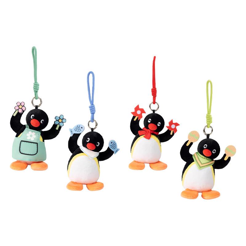 Genuine Pingu Penguin Head Tilt Plush Pendant - Cute Fish-Eating Backpack Charm