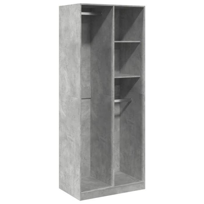 VidaXL Garde-robe gris béton 80x50x200 cm bois d'ingénierie, armoire de rangement, organisateur de garde-robe, armoire, 3307759