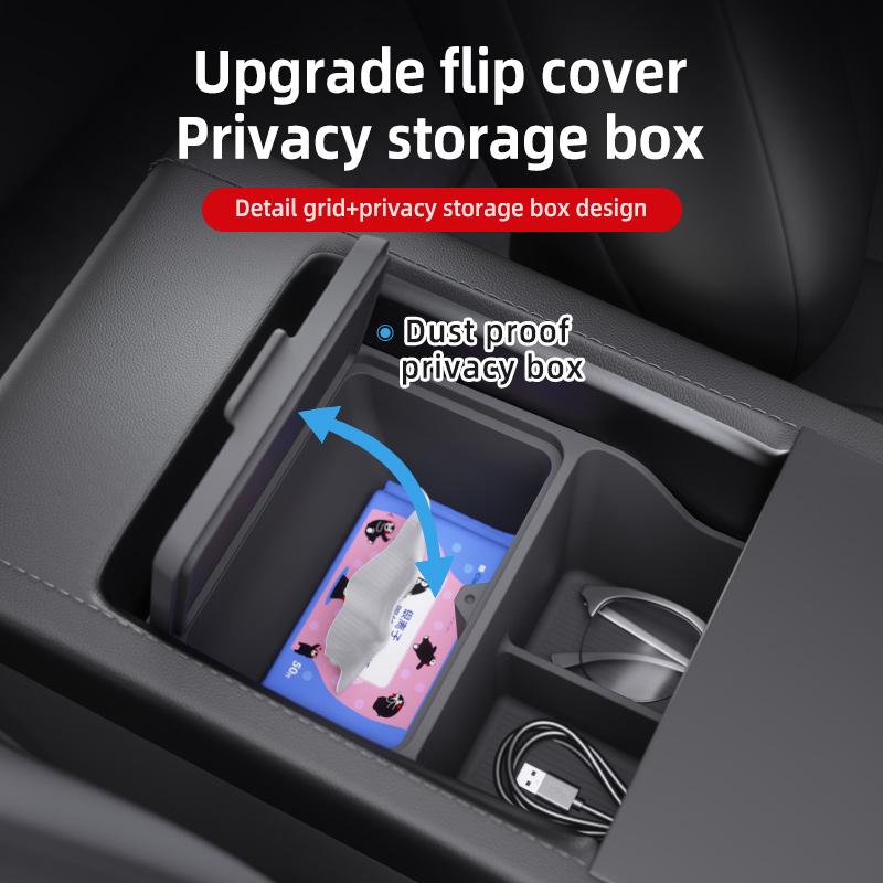 Custom Central Armrest Storage Box For TESLA Model Y 2025 Juniper Center Console Organizer Containers Tray Interior Accessories