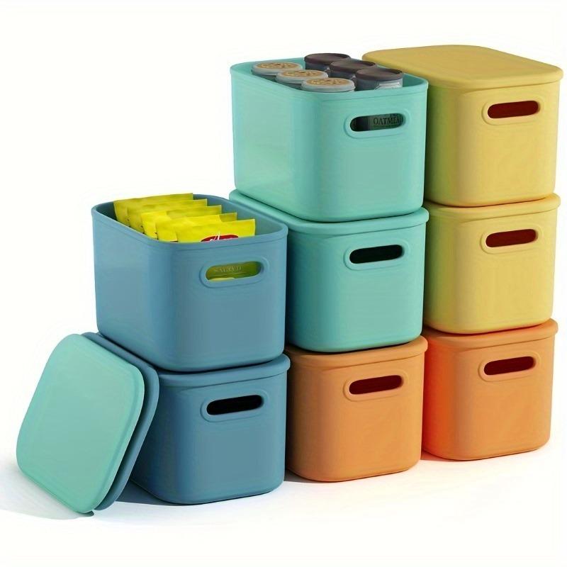 

8/4-Pack Modern Stackable Storage Bins with Lids - Waterproof Polypropylene Organizer Containers with Handles, Rectangular Flip