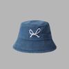 Bow embroidered denim fisherman hat children spring and summer fashion travel sunscreen sunshade basin hat