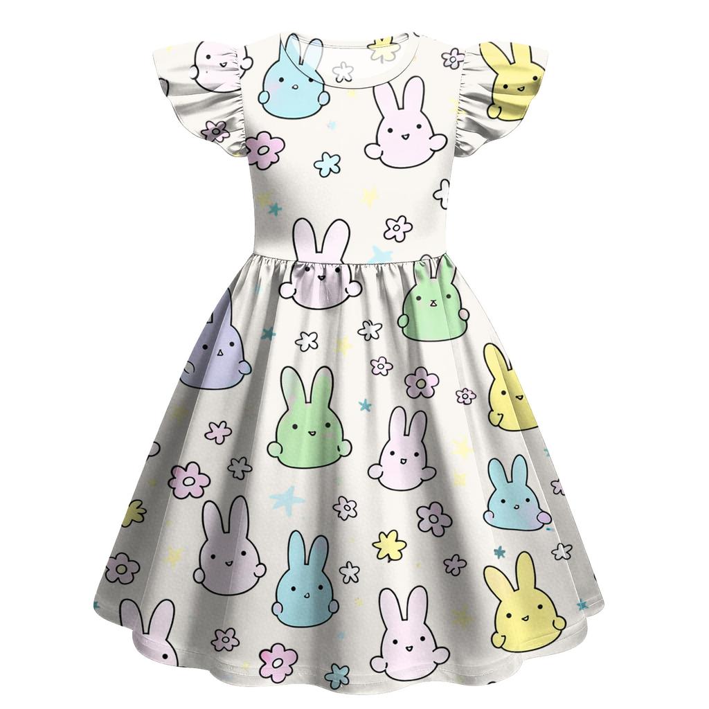 Gyermek Divat Alkalmi Repülő Ujjú Ruha