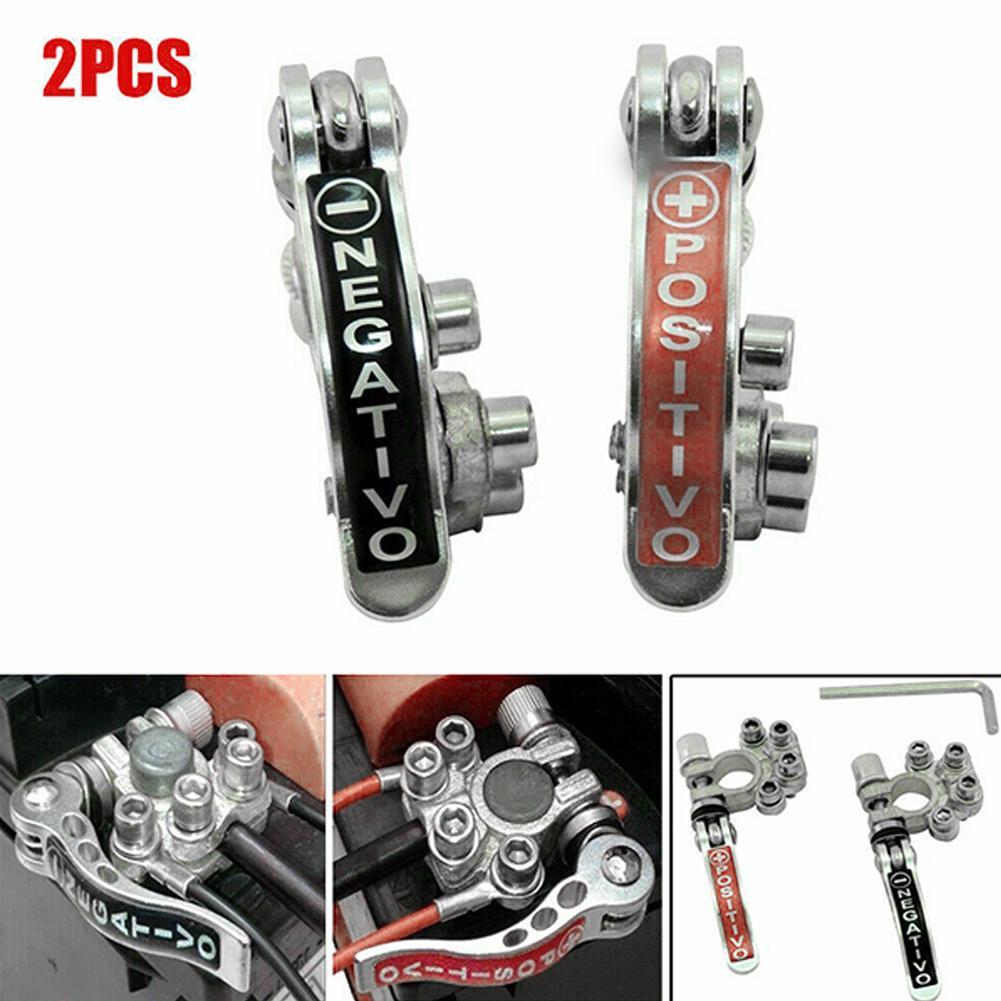 1 Pair Car Battery Terminals 12V Auto Battery Terminal Connector Battery Bornes Cable Terminal Adapter Clamps Clip Screw