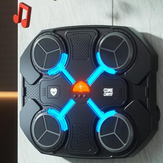 1 Set Music Boxing Machine Wall Mounted Bluetooth-compatible Adjustable Smart LED Boxing Training Target Punching Pad Home Gym Workout Equipment
