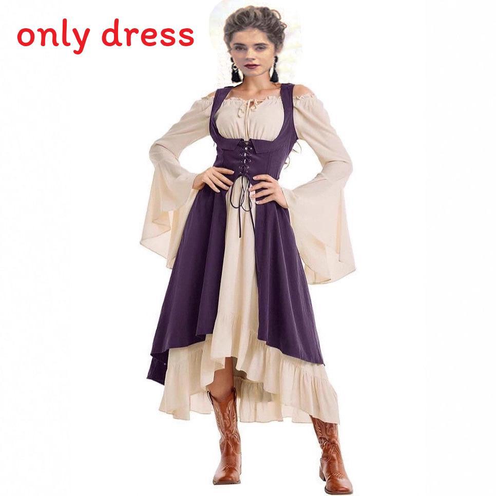 European Medieval Stage Gown With Spliced Polyester And Spandex Fabric For Theatrical Events