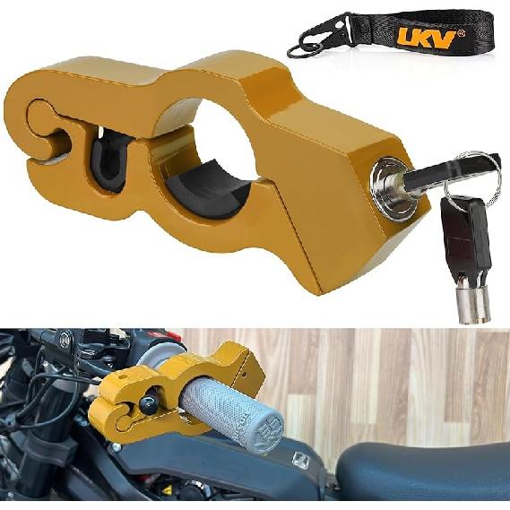 LKV Motorcycle Handlebar Lock Anti-Theft Brake Grip Throttle Lock Red Adjustable Universal for Bike Scooter Mopeds ATV