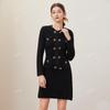 Elegant French High-End Mid-Length Knitted Dress with Heart Buckle for Early Spring