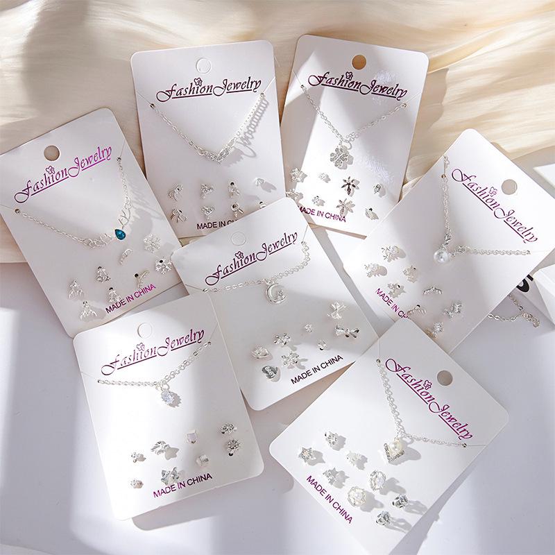 Korean Style Stud Earring Set - 7 Pairs: Simple, Versatile, and Sweet for Women