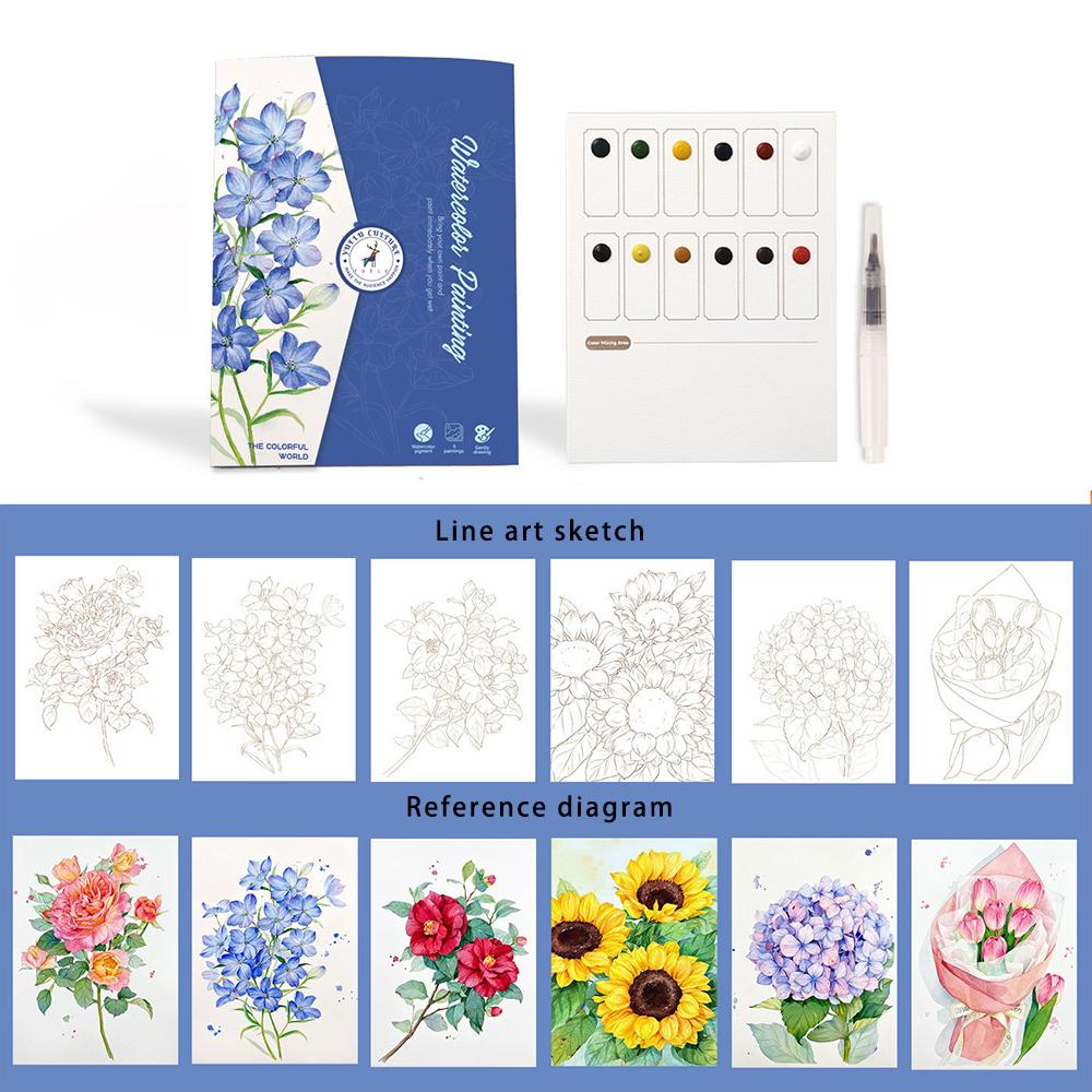 6 Creative Watercolor Painting Sets, Including Watercolor Paper, Dipping Pen, Art Painting and Coloring Pigments
