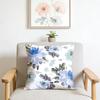 1Pcs Cushion Cover with Light White Background Covered with Blue and Gray Flowers and Branches Elegant Flower Decorative Pa