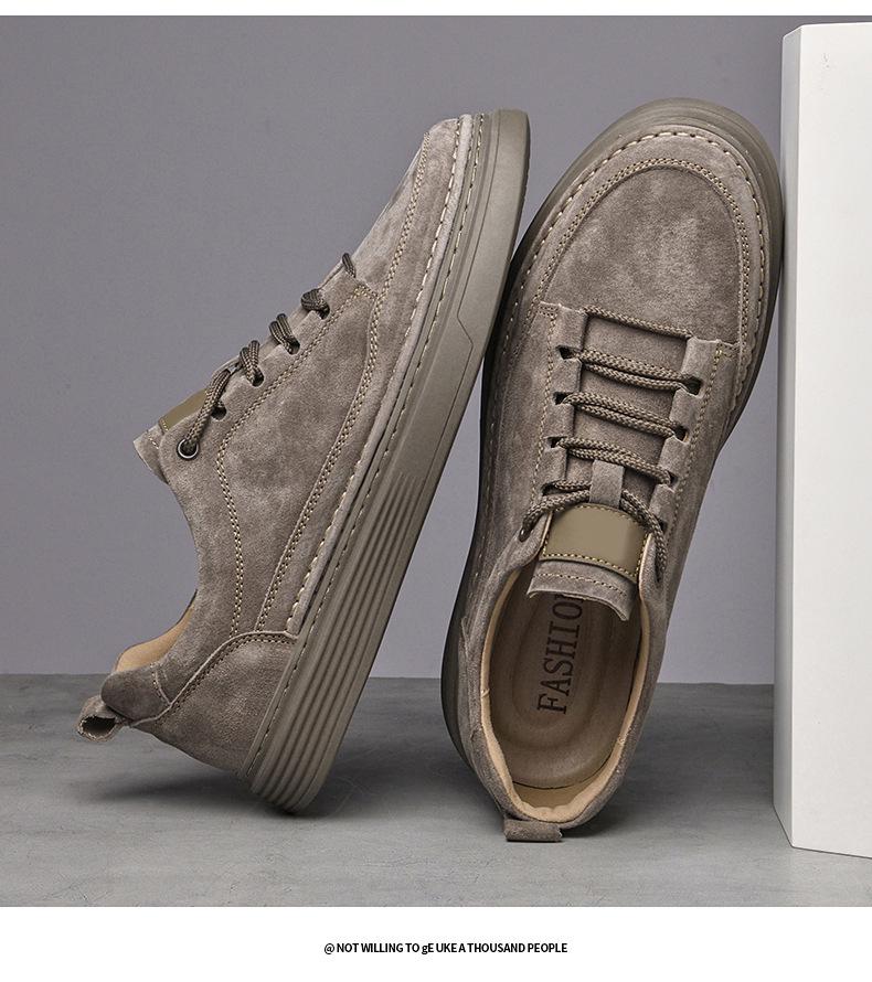 Men's Trendy British Casual Leather Sports Board Shoes, Retro Workwear Style