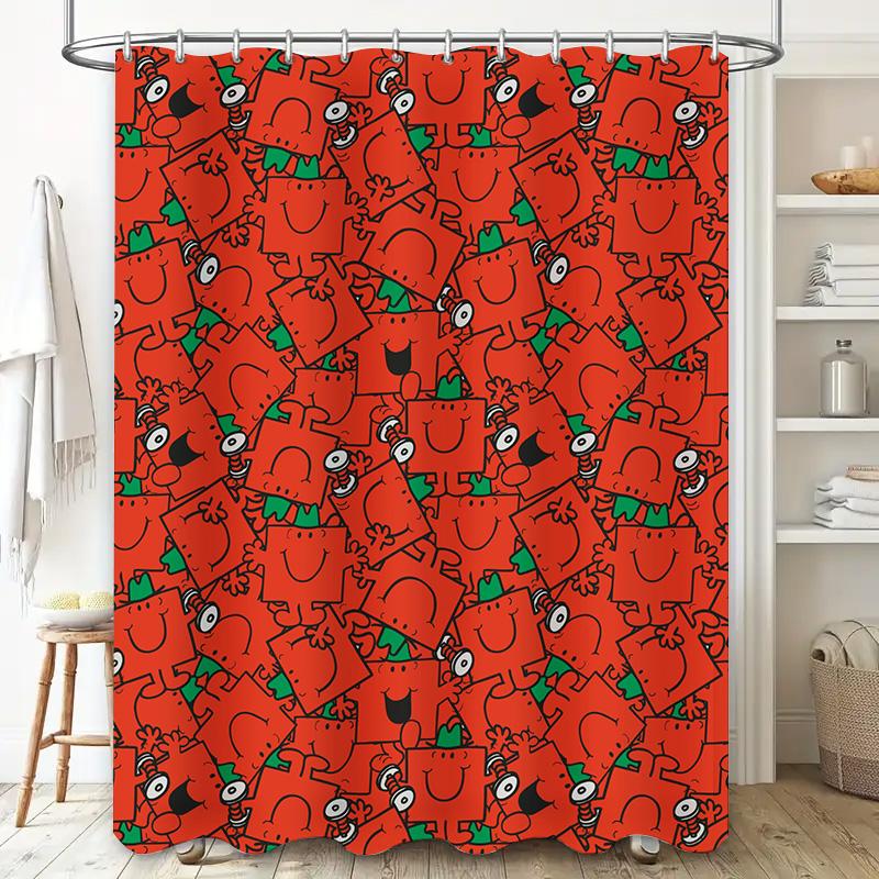Adorable Red Cartoon Shower Curtain With Cute Animal Pattern For Bathroom Decor Universal Size 180X215Cm Free Shipping From Alie