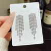 925 Sterling Silver Full Diamond Tassel Earrings – High-End European & American Style, Super Shiny, Luxurious Ear Jewelry for Women.