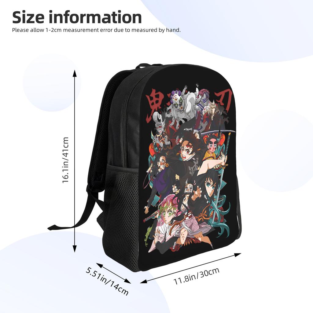 Demon Slayered Backpack Anime Characters Boy Polyester University Backpacks Print Streetwear School Bags Rucksack