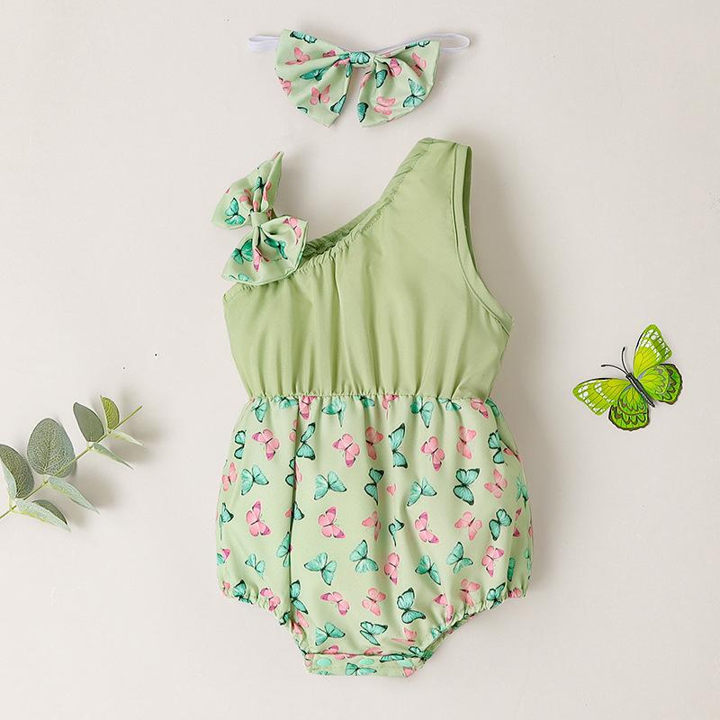 

Летняя одежда для малышей, костюм с цветочным принтом для маленьких девочек, комбинезон для новорожденных, детские комбинезоны для маленьких девочек, боди, одежда для младенцев 18-24M зелёный