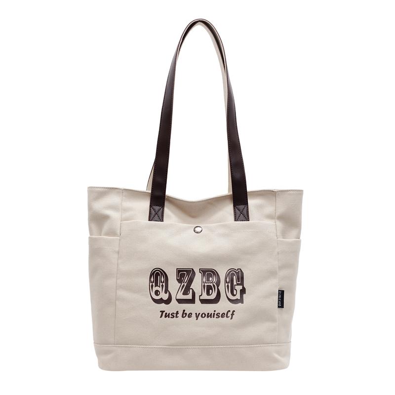 

Multi-Pocket Shopping Bag Women s Canvas Tote Bag Letters Hand Shoulder Bag хакі