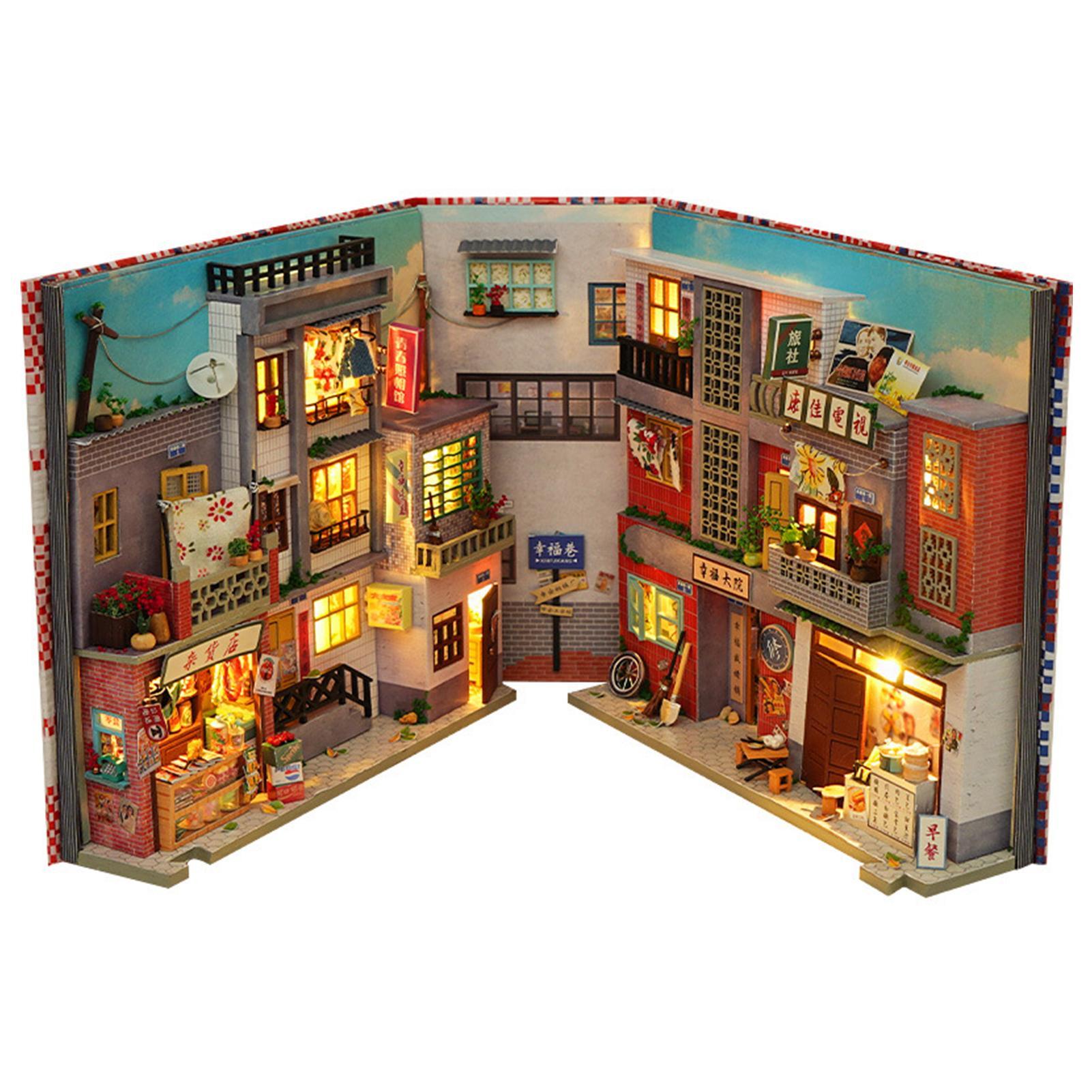 

Комплект книжного уголка | Уютный 3D-подставка для книг Книжный уголок с прозрачной пылезащитной крышкой | Светодиодный деревянный книжный уголок, комплект для сборки модели, творческий подарок на день рождения, Chr