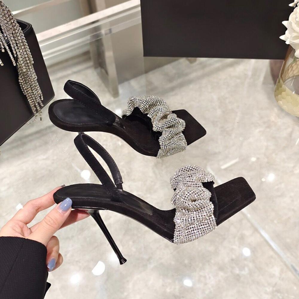 Fashion Sandals for Women 2025 Summer New Style Slim Heels High Heels Women's Rhinestone Sandal Womens Slippers Women Designer Sandals
