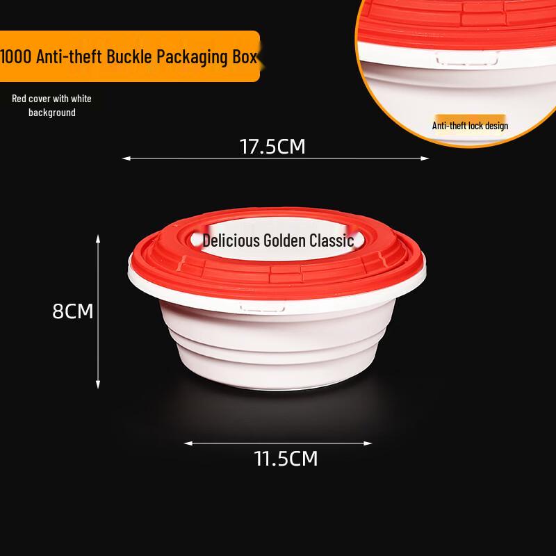 Handon Commercial Takeaway Food Containers (White/Red, Round)