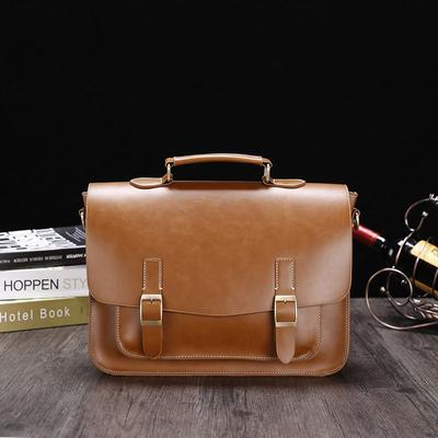 Borsa a tracolla monospalla da uomo in PU da lavoro, borsa da uomo retrò orizzontale semi-stilata
