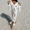 Lace Long-Sleeve Beach Cover-Up Cardigan Dress for Sun Protection