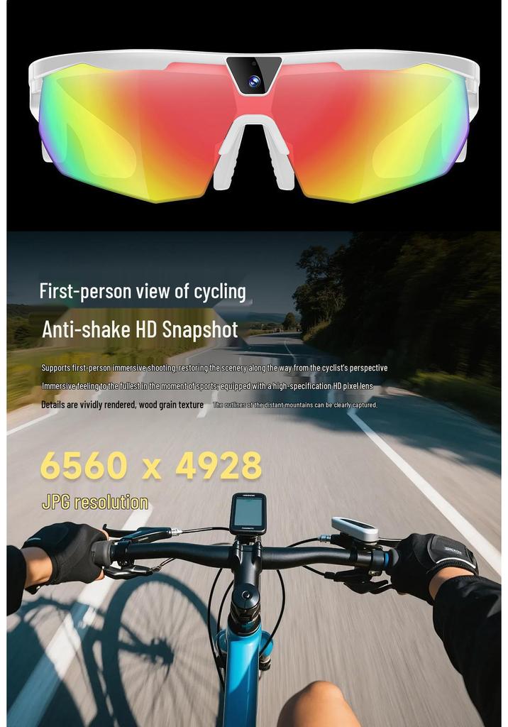 AI Camera Video Cycling Glasses with 800MP, Voice Assistant, Translation, Music & Bluetooth Calls
