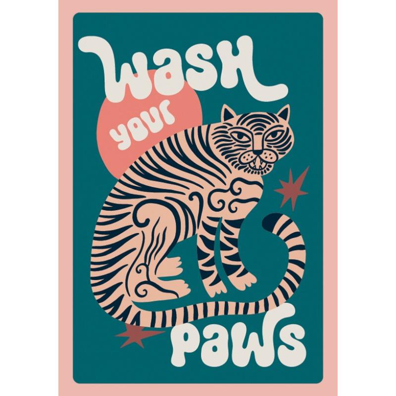 Tiger Wash Your Paws Crocodile Brush Your Teeth Bathroom Poster Fun Toilet Quote Canvas Printing Wall Art Funky Room Home Decor