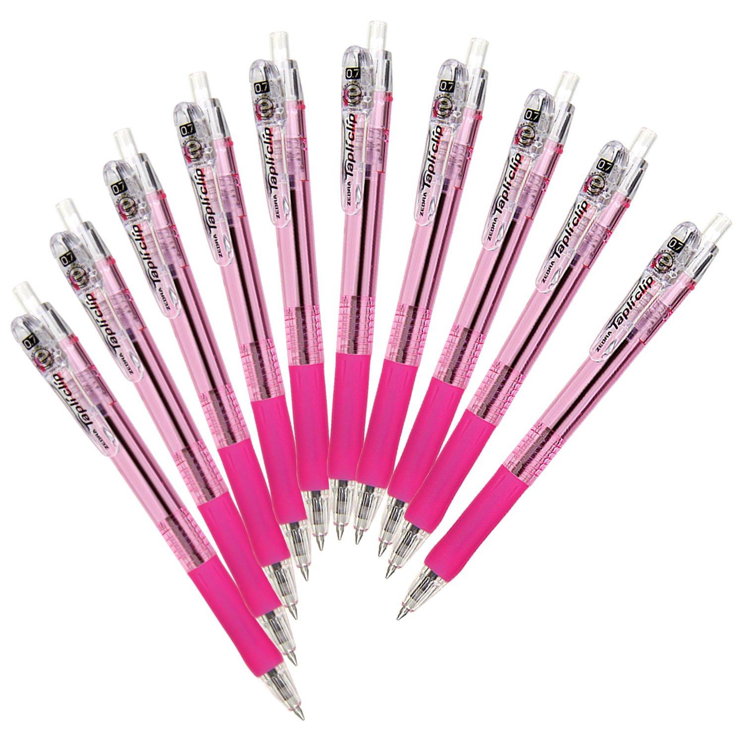 Zebra Tapri Clip Ballpoint 10 Oil-Based Pen, 0.7mm Tip, Pink, Pens, B-BN5-P