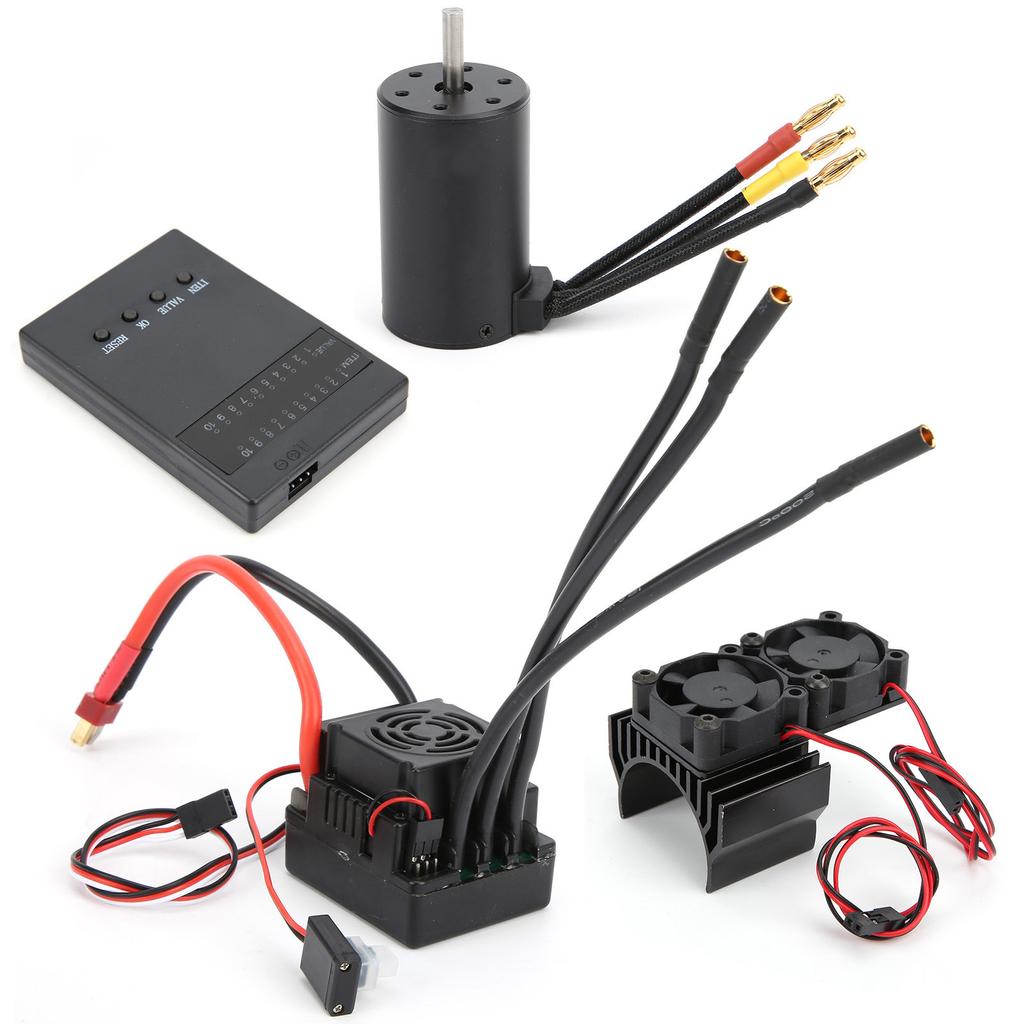 3660 3800KV Brushless Motor 80A ESC+Programmer Card Motor Heat Sink Set for 18 RC Car