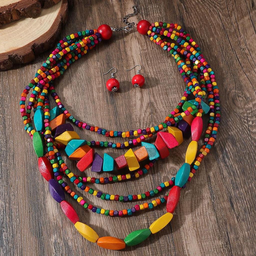 Extravagantní retro bohémský korálkový náhrdelník pro ženy