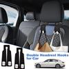 2 Pcs Car Headrest Hooks, 360° Rotating Leather Car Seat Hook Easy to tall Car Purse Holder Multifunctional Car Seat Hangers