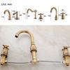 ELLEN Antique Bronze Bath Sink Faucet Double Handle Basin Sink Faucet Hot and Cold Water Mixer 3 Hole Bathroom Faucet ELF8001-3